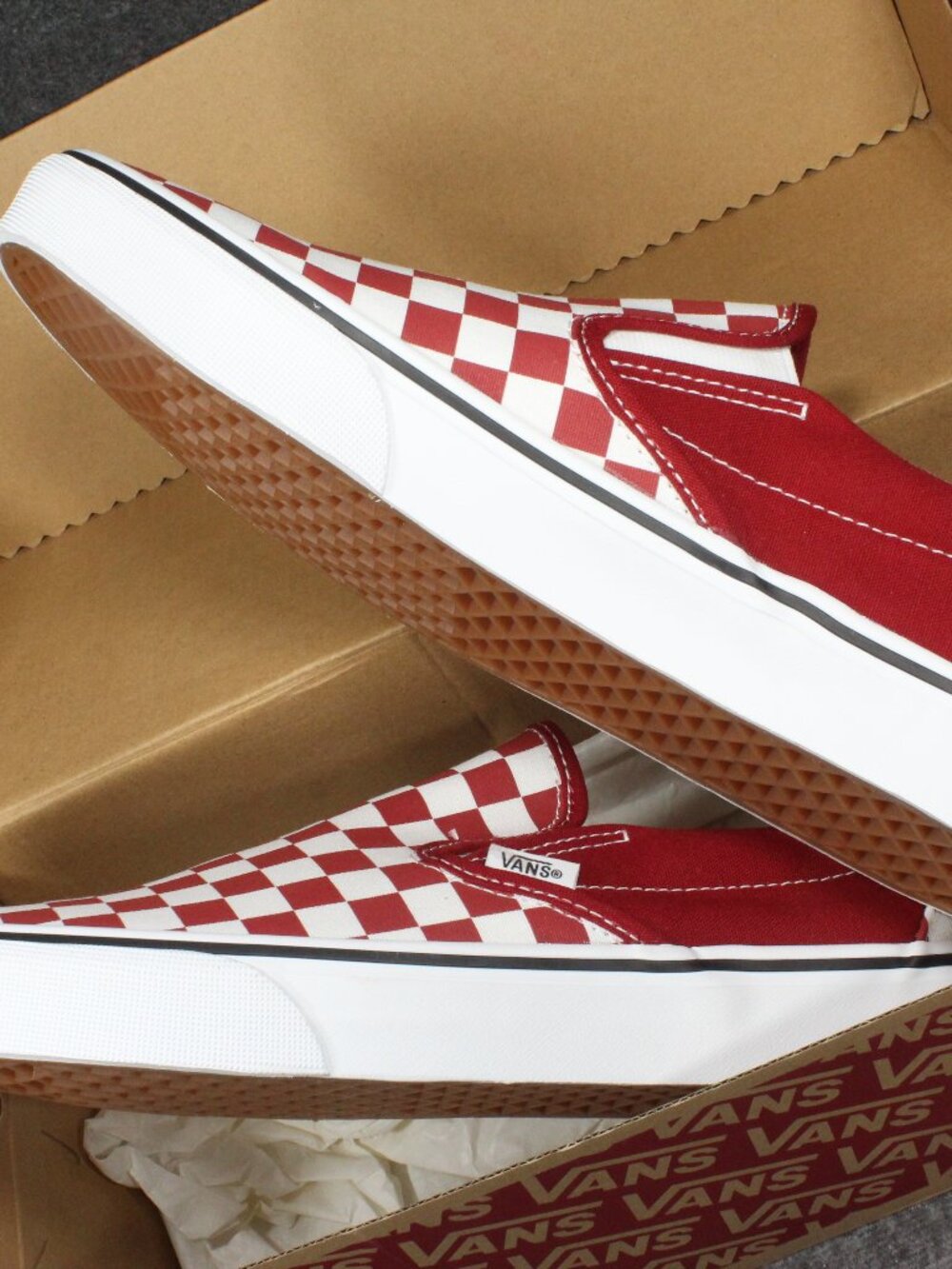 Vans Classic Slip On Checkerboard Chilli Pepper Red Shoes Mens11.5 Womens 13